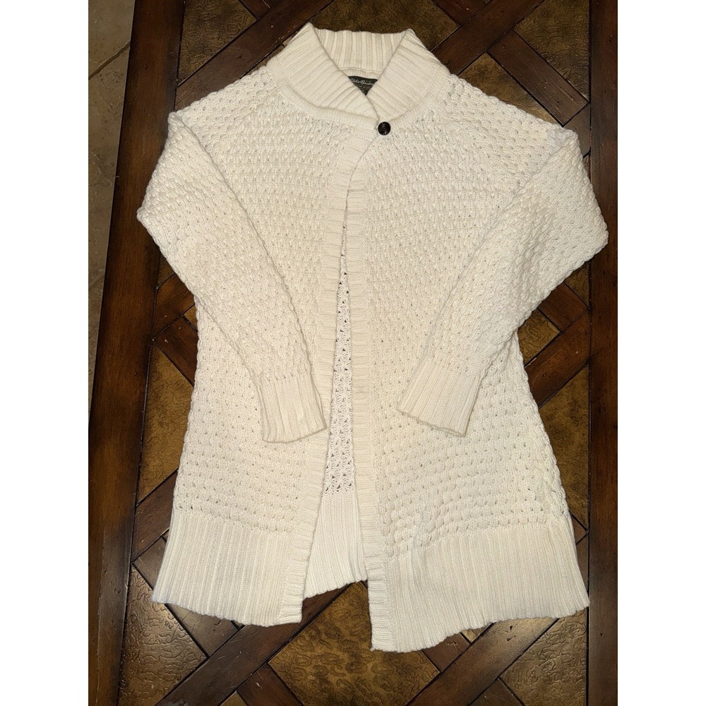 Eddie Bauer Womens Cute Long Cardigan Cotton Blend Knit Sweater Medium